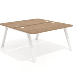 Mesa multipuesto UvePro Bench fondo 166 cm, sobre curvo, estructura blanca