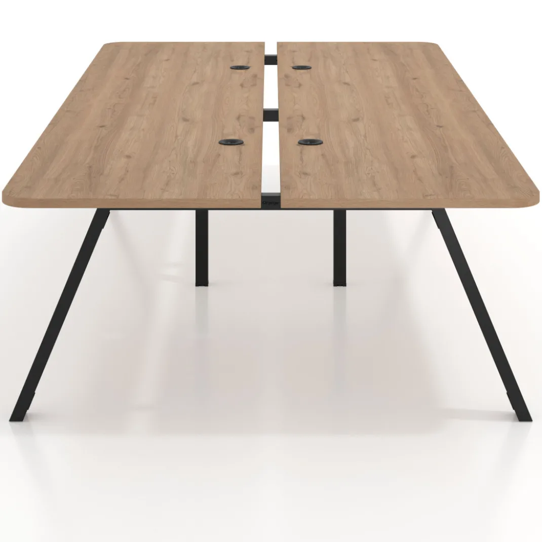 Mesa multipuesto UvePro Bench doble, fondo 166 cm, sobre curvo, estructura negra