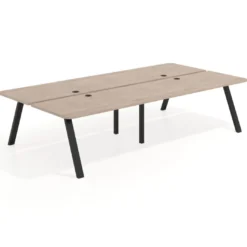 Mesa multipuesto UvePro Bench doble, fondo 166 cm, sobre curvo, estructura negra