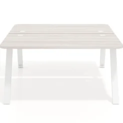 Mesa multipuesto UvePro Bench fondo 166 cm, sobre curvo, estructura blanca