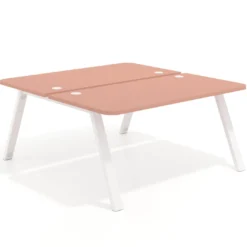 Mesa multipuesto UvePro Bench fondo 166 cm, sobre curvo, estructura blanca
