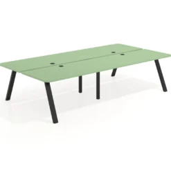 Mesa multipuesto UvePro Bench doble, fondo 166 cm, sobre curvo, estructura negra