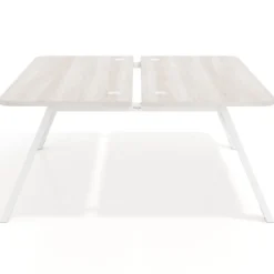 Mesa multipuesto UvePro Bench fondo 166 cm, sobre curvo, estructura blanca