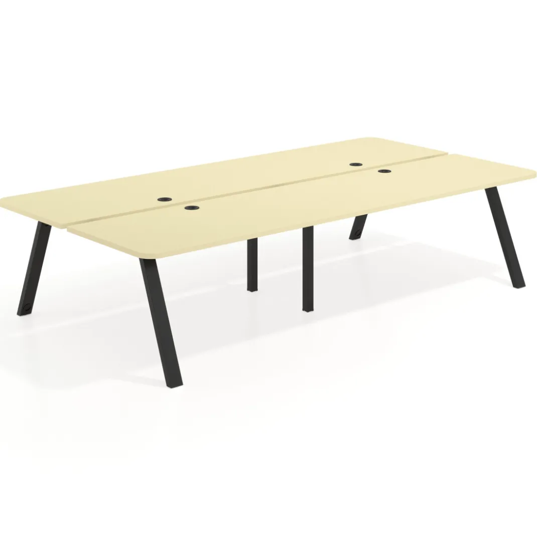 Mesa multipuesto UvePro Bench doble, fondo 166 cm, sobre curvo, estructura negra