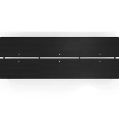 Mesa multipuesto UvePro Bench triple, fondo 166 cm, sobre curvo, estructura negra/madera