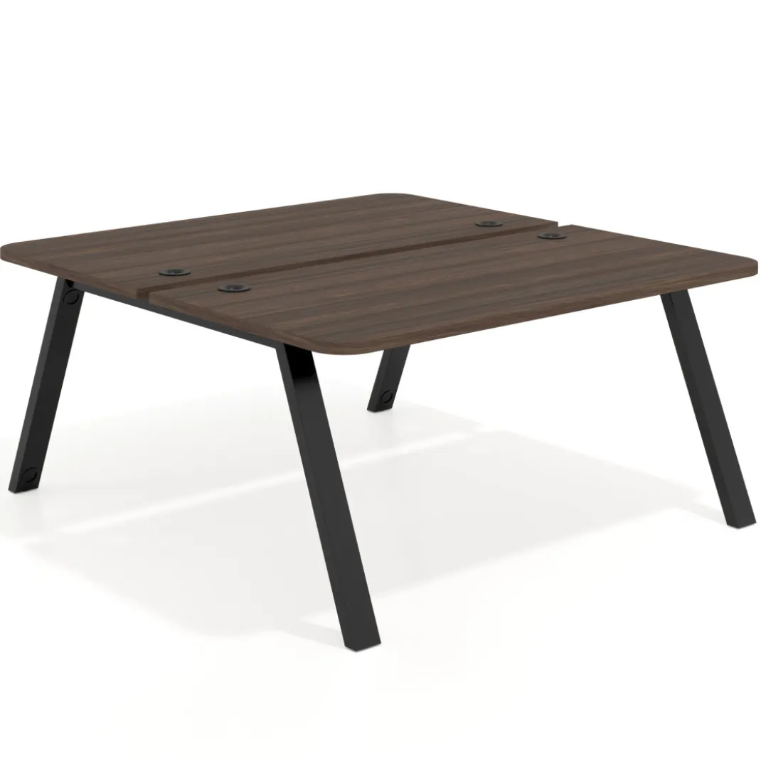 Mesa multipuesto UvePro Bench fondo 166 cm, sobre curvo, estructura negra