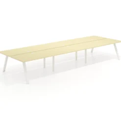 Mesa multipuesto UvePro Bench triple, fondo 166 cm, estructura blanca
