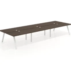 Mesa multipuesto UvePro Bench triple, fondo 166 cm, estructura blanca
