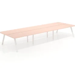 Mesa multipuesto UvePro Bench triple, fondo 166 cm, estructura blanca