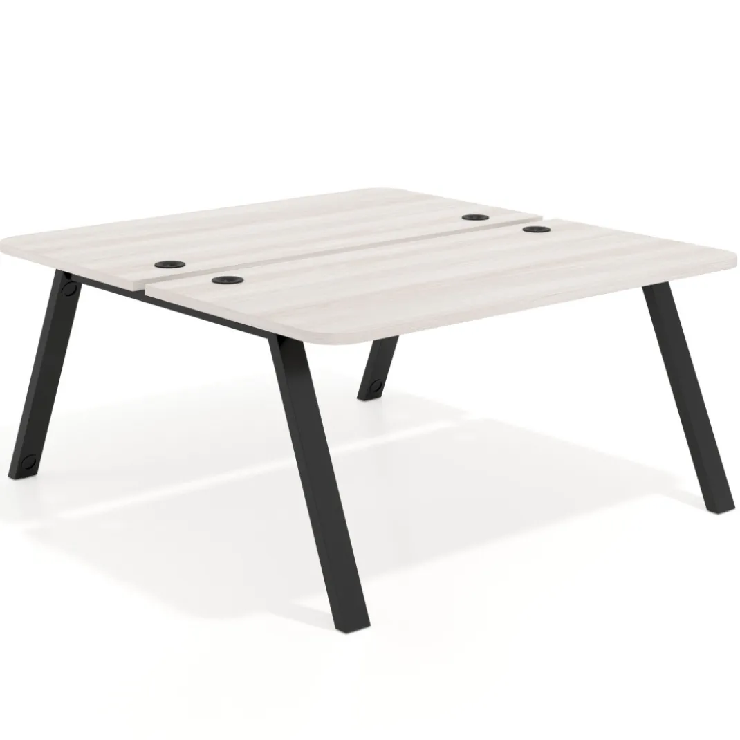 Mesa multipuesto UvePro Bench fondo 166 cm, sobre curvo, estructura negra