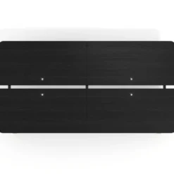 Mesa multipuesto UvePro Bench doble, fondo 166 cm, sobre curvo, estructura negra/madera