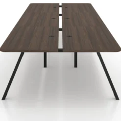 Mesa multipuesto UvePro Bench triple, fondo 166 cm, sobre curvo, estructura negra