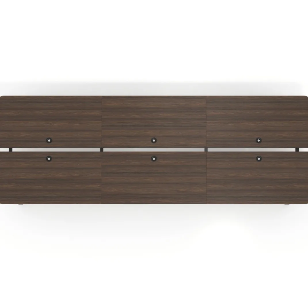 Mesa multipuesto UvePro Bench triple, fondo 166 cm, sobre curvo, estructura negra