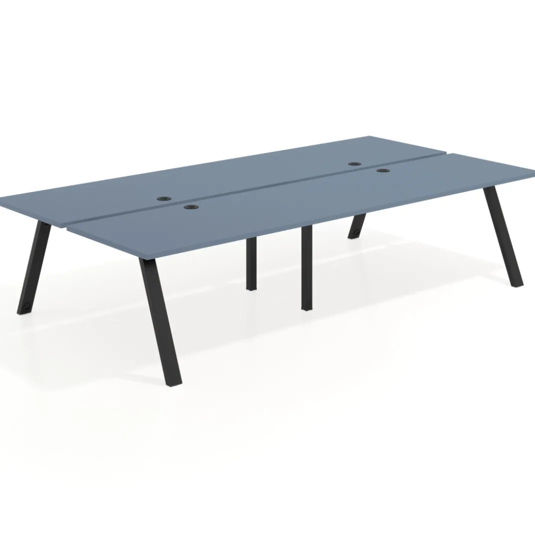 Mesa multipuesto UvePro Bench doble, fondo 166 cm, estructura negra