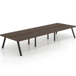 Mesa multipuesto UvePro Bench triple, fondo 166 cm, sobre curvo, estructura negra