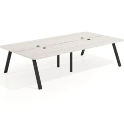 Mesa multipuesto UvePro Bench doble, fondo 166 cm, sobre curvo, estructura negra