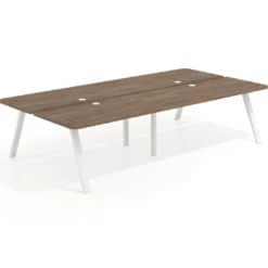 Mesa multipuesto UvePro Bench doble, fondo 166 cm, sobre curvo, estructura blanca