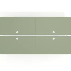 Mesa multipuesto UvePro Bench doble, fondo 166 cm, sobre curvo, estructura blanca