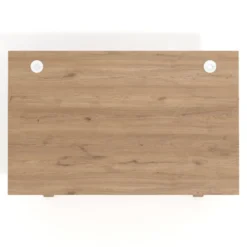 Mesa oficina de diseño UvePro fondo 100cm, estructura blanca, patas de madera