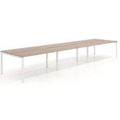 Mesa oficina multipuesto bench triple Kube, fondo 126 cm, estructura blanco