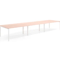 Mesa oficina multipuesto bench triple Kube, fondo 126 cm, estructura blanco