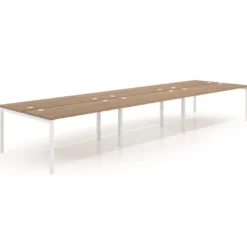Mesa oficina multipuesto bench triple Kube, fondo 142cm, estructura blanco