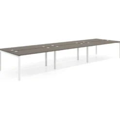 Mesa oficina multipuesto bench triple Kube, fondo 142cm, estructura blanco