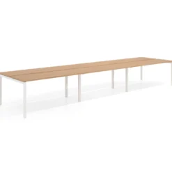 Mesa oficina multipuesto bench triple Kube, fondo 126 cm, estructura blanco