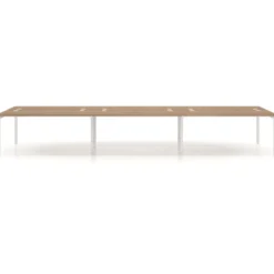 Mesa oficina multipuesto bench triple Kube, fondo 142cm, estructura blanco