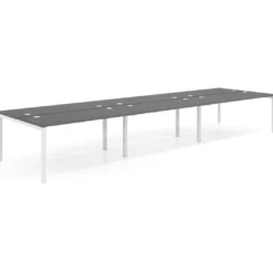 Mesa oficina multipuesto bench triple Kube, fondo 142cm, estructura blanco