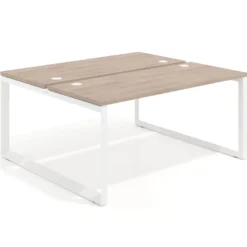 Mesa oficina multipuesto bench Delta fondo 142cm estructura blanca