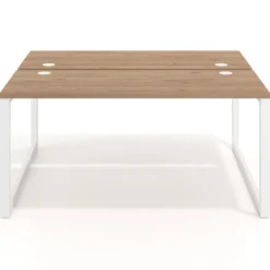 Mesa oficina multipuesto bench Delta fondo 142cm estructura blanca