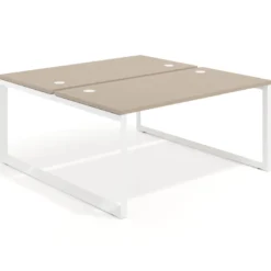 Mesa oficina multipuesto bench Delta fondo 166cm estructura blanca