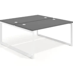 Mesa oficina multipuesto bench Delta fondo 166cm estructura blanca