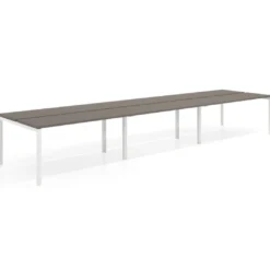 Mesa oficina multipuesto bench triple Kube, fondo 126 cm, estructura blanco