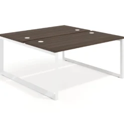Mesa oficina multipuesto bench Delta fondo 166cm estructura blanca