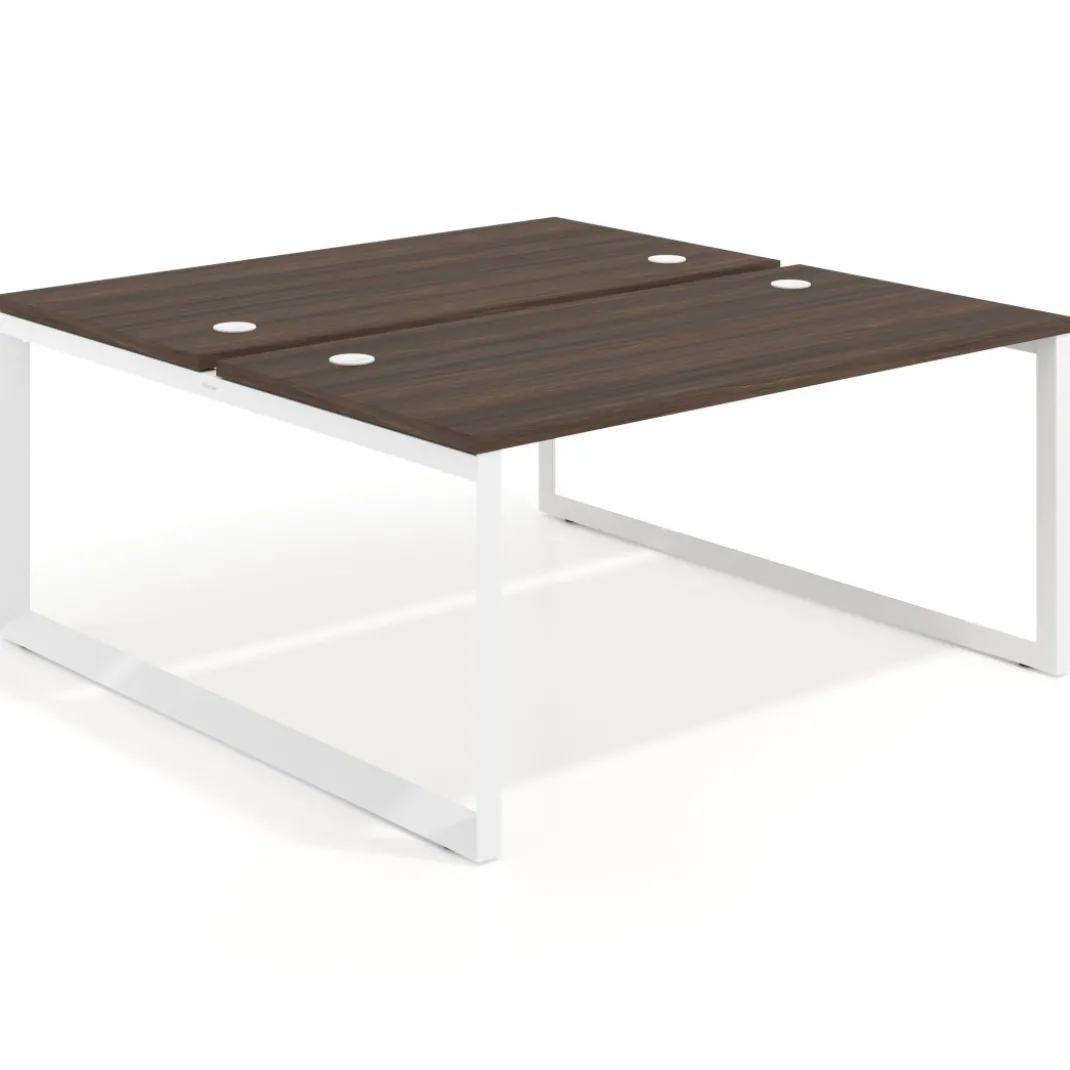 Mesa oficina multipuesto bench Delta fondo 166cm estructura blanca