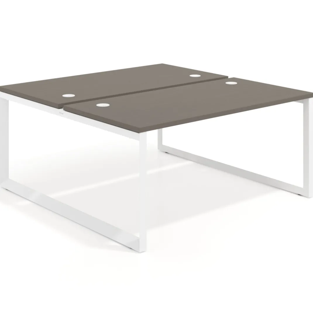 Mesa oficina multipuesto bench Delta fondo 166cm estructura blanca