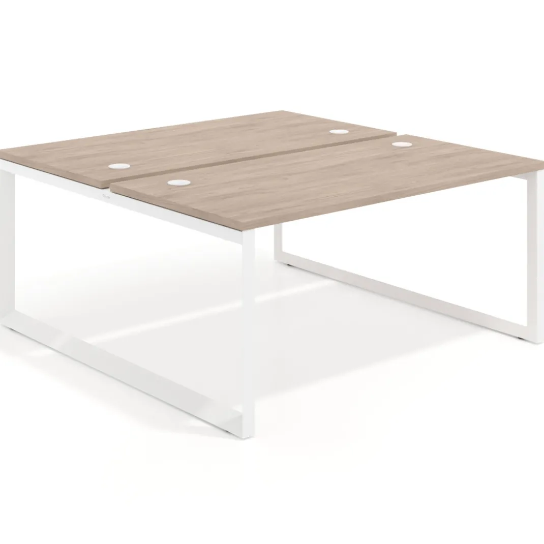 Mesa oficina multipuesto bench Delta fondo 166cm estructura blanca