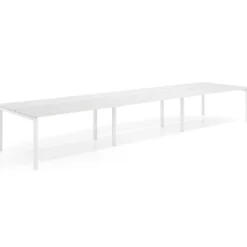 Mesa oficina multipuesto bench triple Kube, fondo 126 cm, estructura blanco