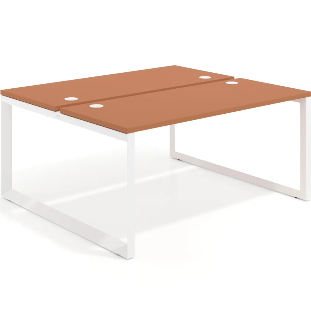 Mesa oficina multipuesto bench Delta fondo 142cm estructura blanca