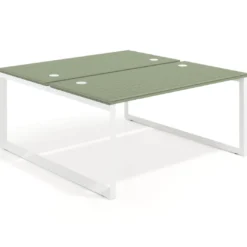 Mesa oficina multipuesto bench Delta fondo 166cm estructura blanca