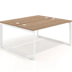 Mesa oficina multipuesto bench Delta fondo 142cm estructura blanca