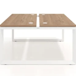 Mesa oficina multipuesto bench Delta fondo 142cm estructura blanca