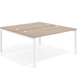 Mesa oficina multipuesto bench Kube fondo 166 cm estructura blanca