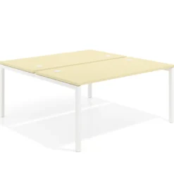 Mesa oficina multipuesto bench Kube fondo 166 cm estructura blanca