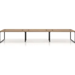 Mesa oficina multipuesto bench Delta triple, fondo 142cm, estructura negra