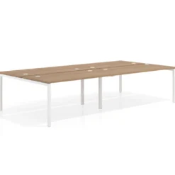 Mesa oficina multipuesto bench Kube doble, fondo 166 cm, estructura blanco