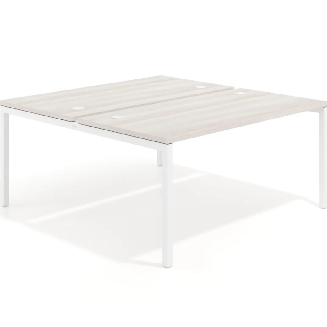 Mesa oficina multipuesto bench Kube fondo 166 cm estructura blanca
