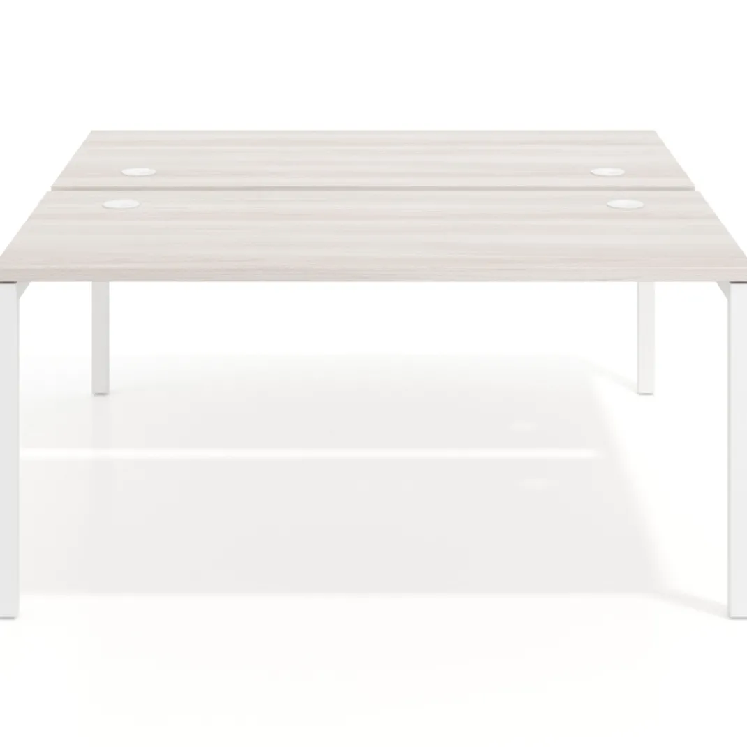 Mesa oficina multipuesto bench Kube fondo 166 cm estructura blanca